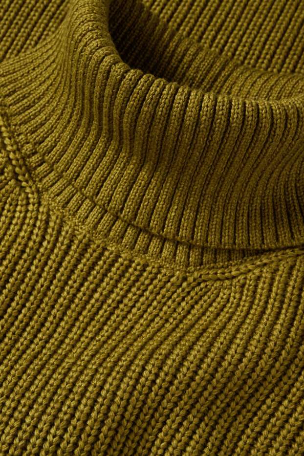 Damen - Strickkleid - Straight Fit - gerippt - khaki