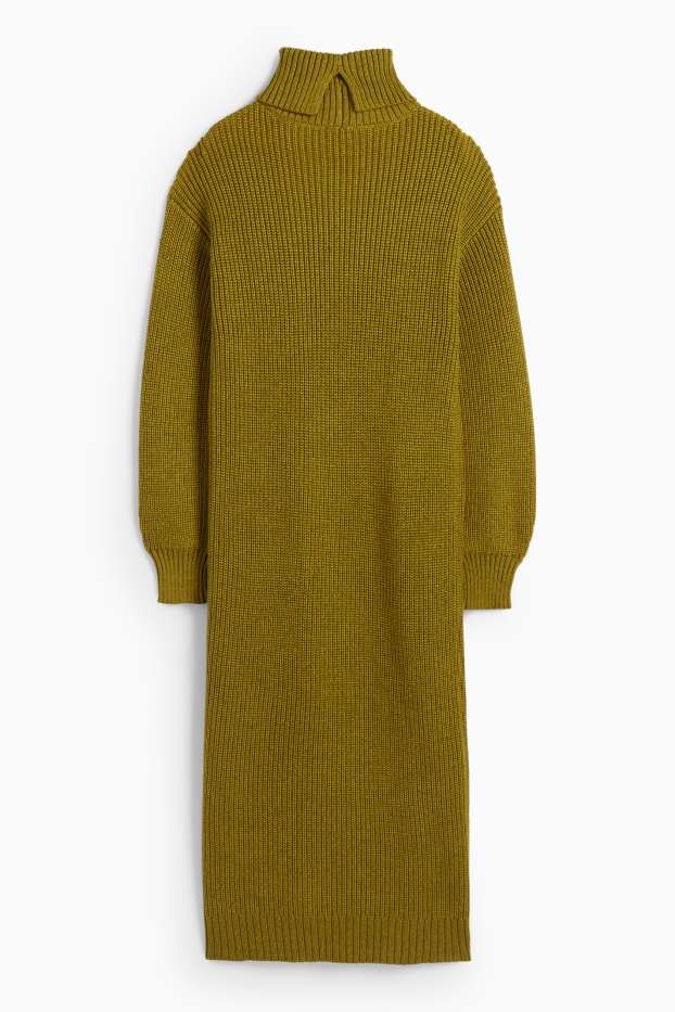 Damen - Strickkleid - Straight Fit - gerippt - khaki