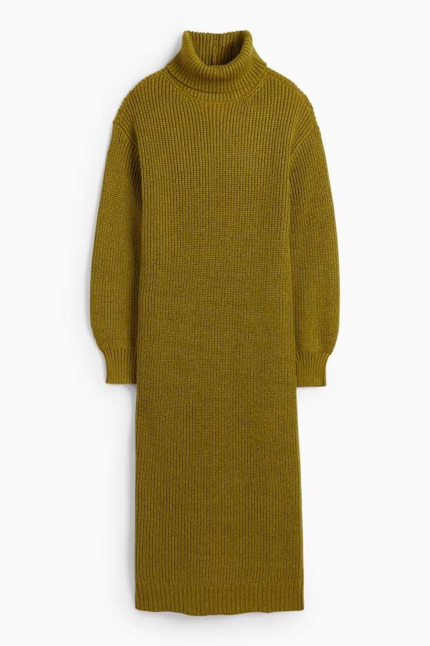 Damen - Strickkleid - Straight Fit - gerippt - khaki