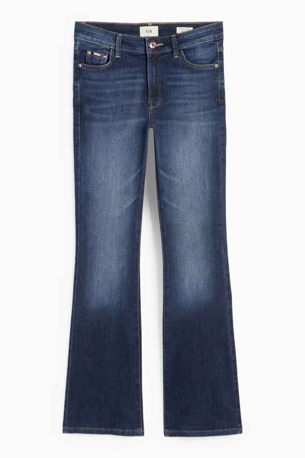 Women - Bootcut jeans - mid-rise waist - denim-dark blue