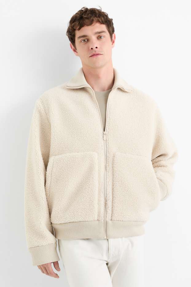 Herren - Teddy-Jacke - hellbeige