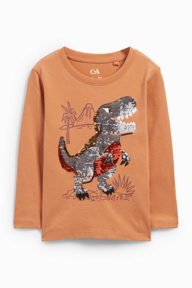 Kinder Jungen - Multipack 3er - Dino - Langarmshirt - orange