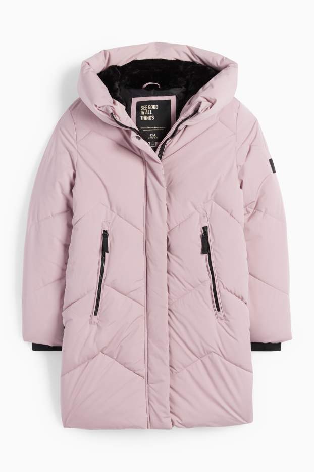 Kinderen: meisjes - Mantel met stiksels en capuchon - waterafstotend - roze