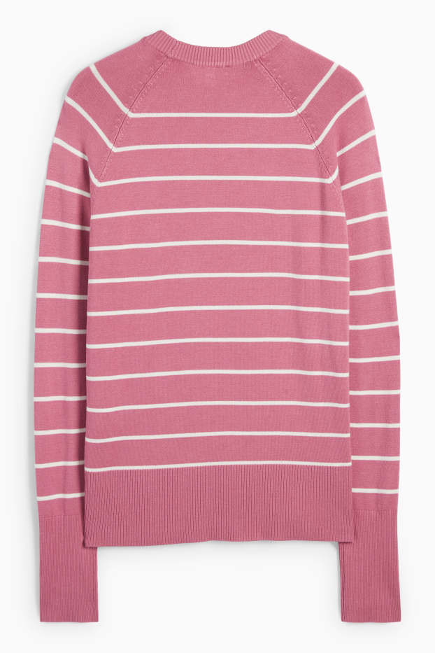 Damen - Feinstrick-Pullover - gestreift - pink