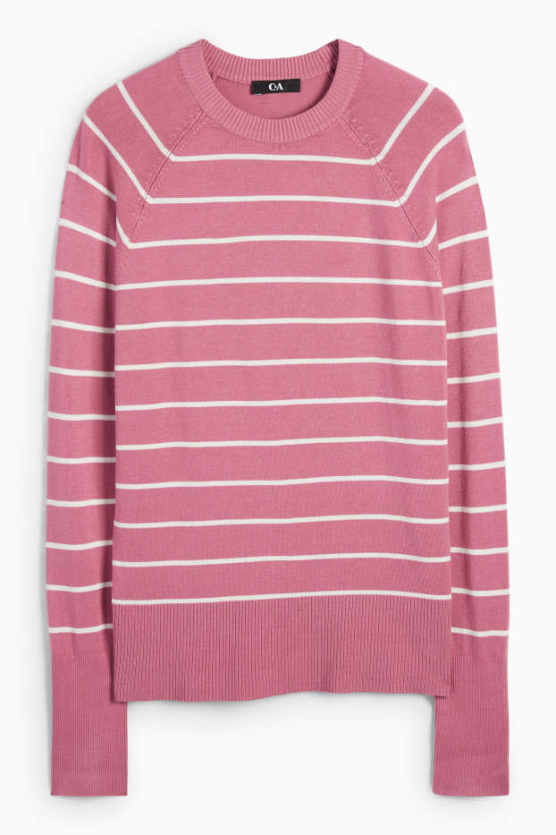 Damen - Feinstrick-Pullover - gestreift - pink