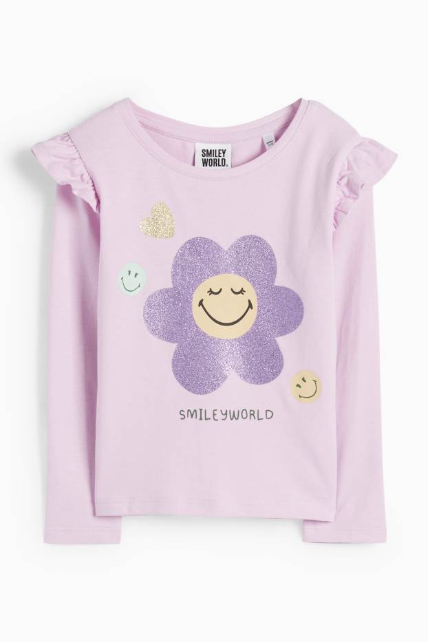 Kinder Mädchen - SmileyWorld® - Langarmshirt - Glanz-Effekt - hellviolett