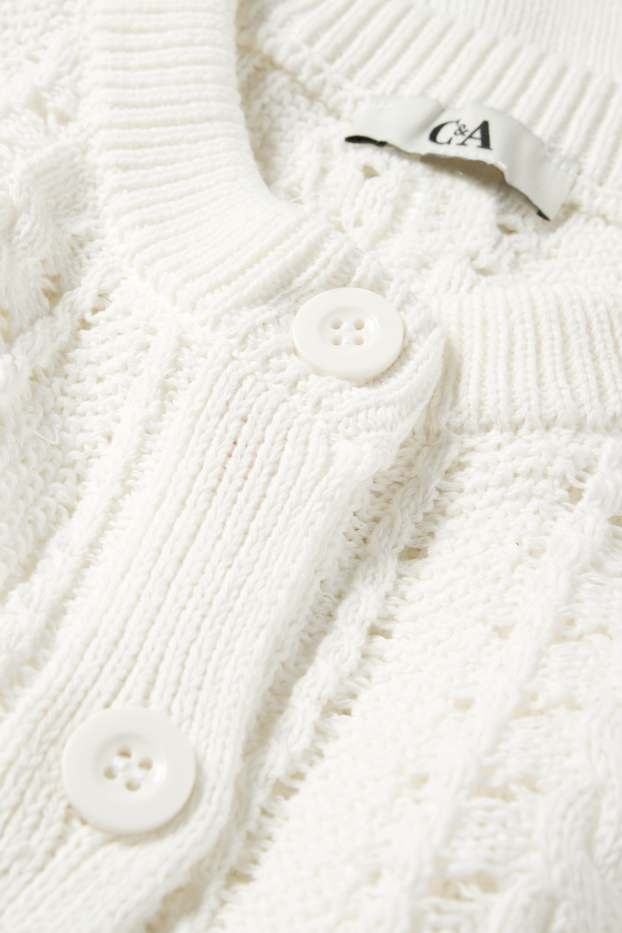 Femmes - Gilet en maille - motif tressé - blanc