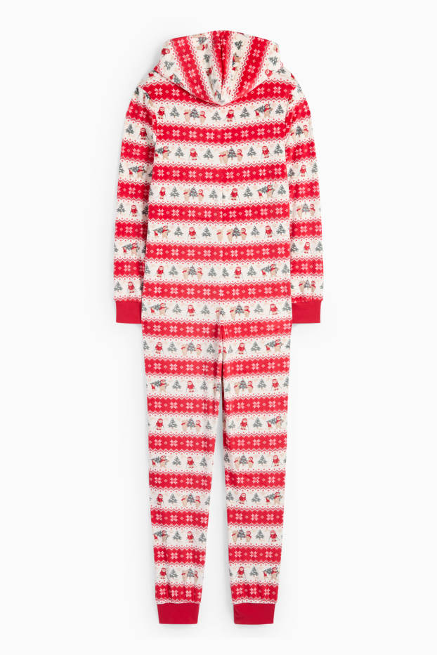 Femmes - Mini-Me - Combinaison de Noël à capuche - à motif - blanc / rouge