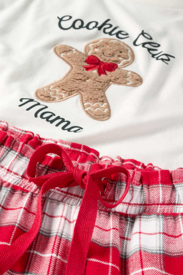 Damen - Mini Me - Damen-Weihnachts-Pyjama mit Flanellhose - weiss / rot