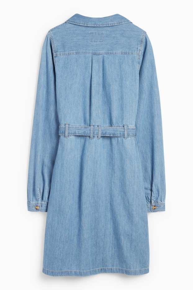 Damen - Jeans-Blusenkleid - jeansblau
