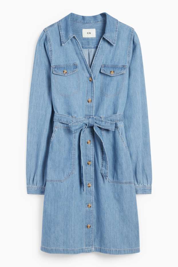 Damen - Jeans-Blusenkleid - jeansblau