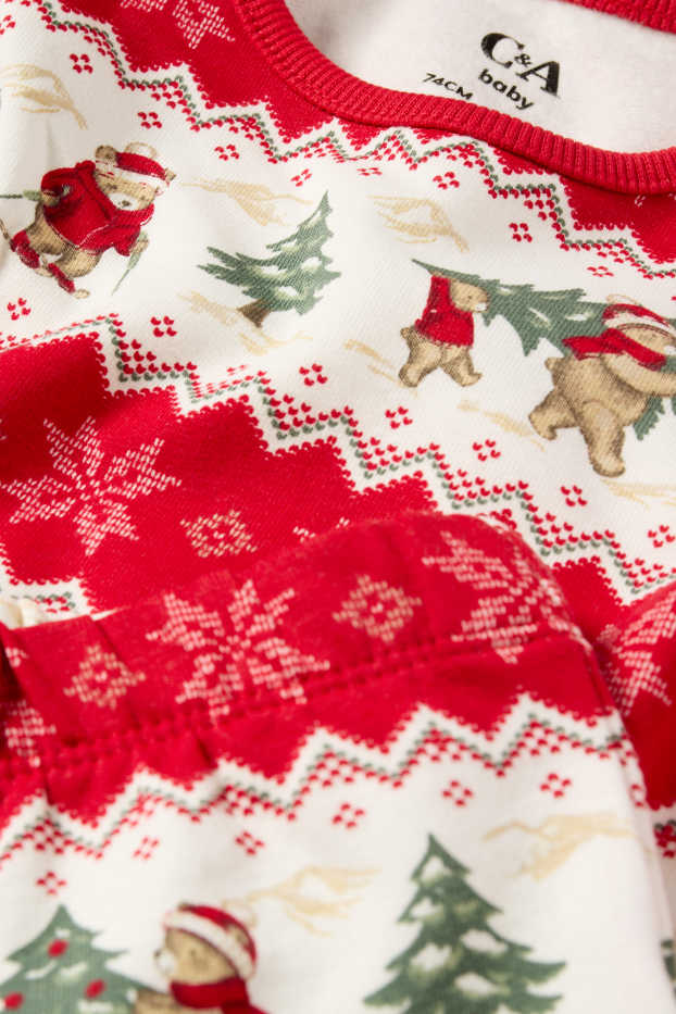 Unisex - Mini-Me - babypyjama voor de kerst - 2-delig - met patroon - wit / rood