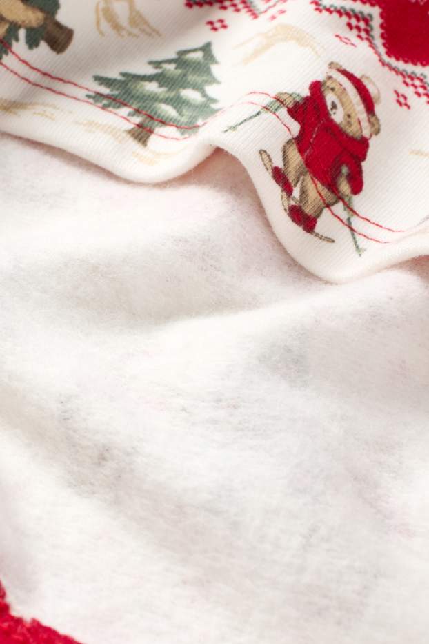 Unisex - Mini Me - Kinder-Weihnachts-Pyjama - 2 teilig - gemustert - weiss / rot
