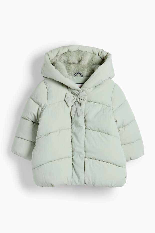 Baby Mädchen - Baby-Steppmantel mit Kapuze - mintgrün