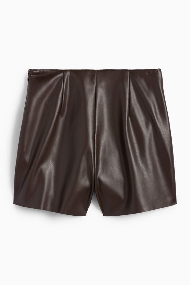 Femmes - Jupe short - matière synthétique - marron foncé