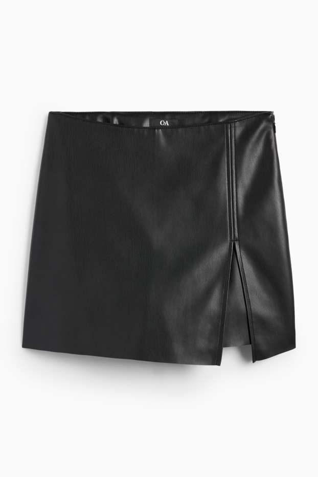 Dames - Skort - imitatieleer - zwart