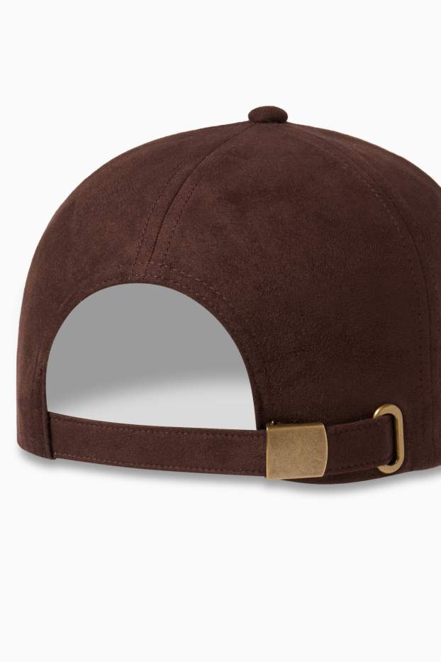Damen - Cap - Velourslederimitat - dunkelbraun