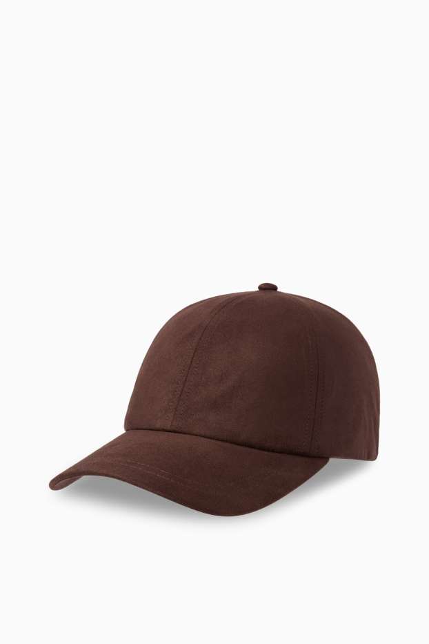 Damen - Cap - Velourslederimitat - dunkelbraun