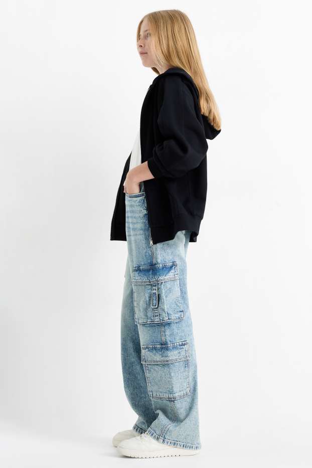 Children Girls - Cargo jeans - denim-light blue