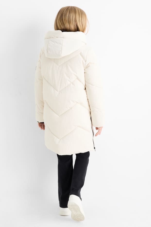 Children Girls - Quilted coat with hood - water-repellent - cremewhite