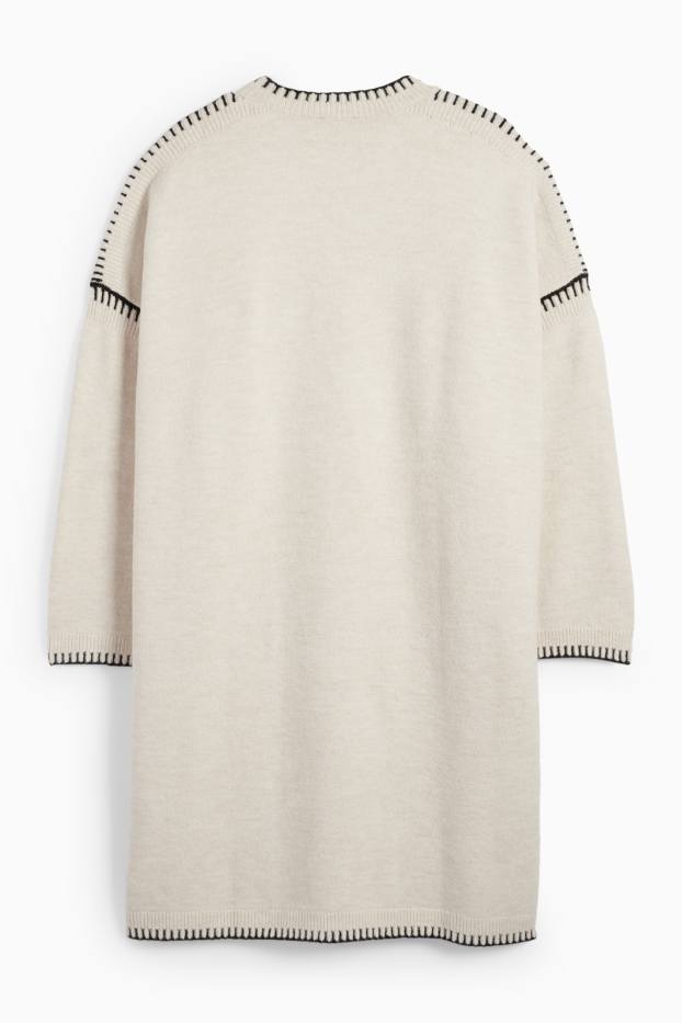 Dames - Gebreide jurk - straight fit - licht beige