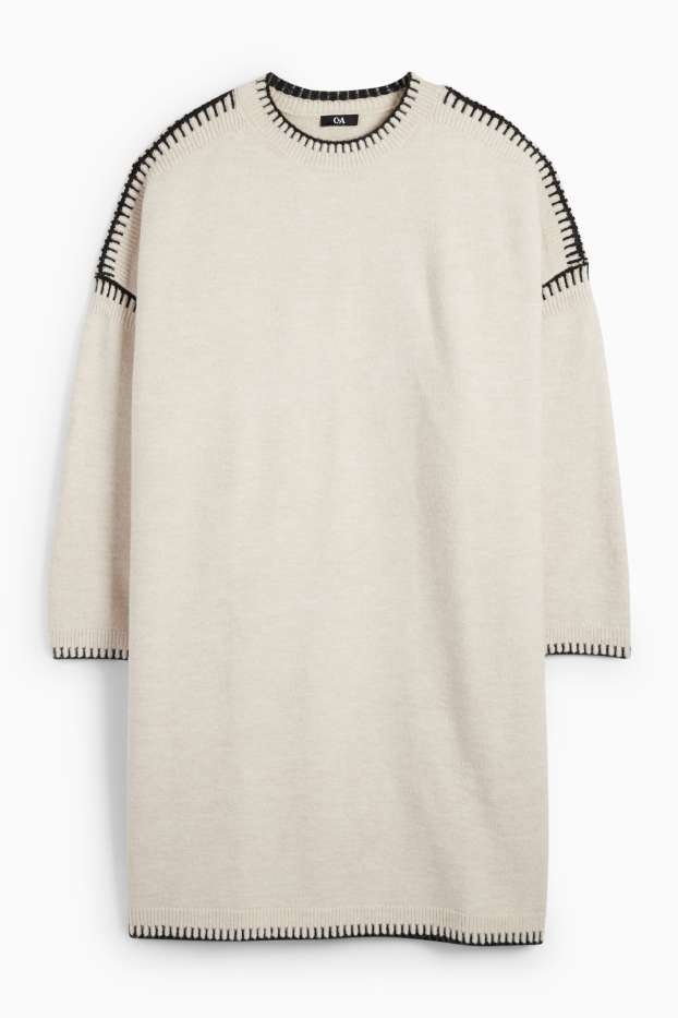 Dames - Gebreide jurk - straight fit - licht beige