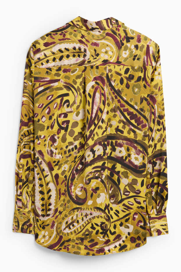Mujer - Blusa de raso - estampada - verde claro
