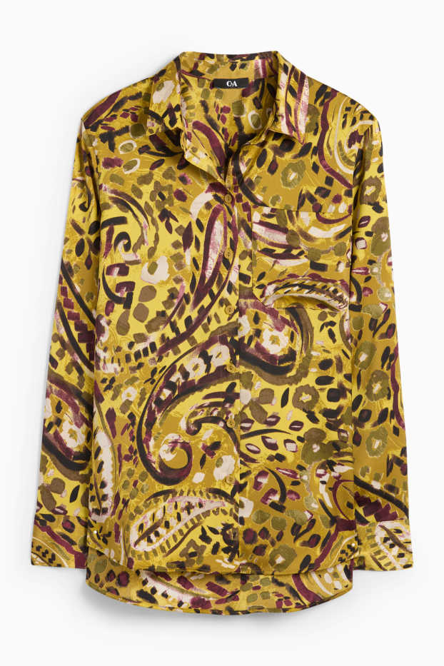Mujer - Blusa de raso - estampada - verde claro