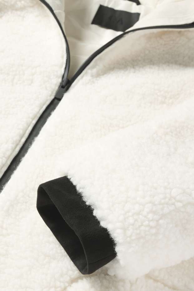Donna - Cappotto in peluche con cappuccio - bianco crema