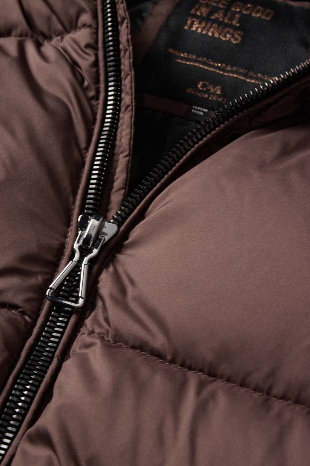 Kinder Mädchen - Steppjacke mit Kapuze - dunkelbraun