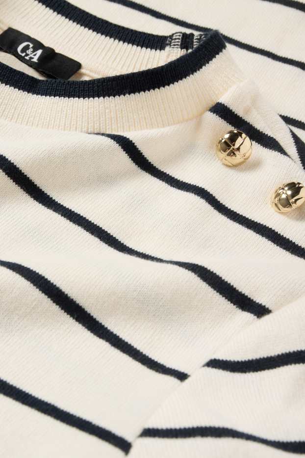 Women - Fine knit jumper - striped - cremewhite