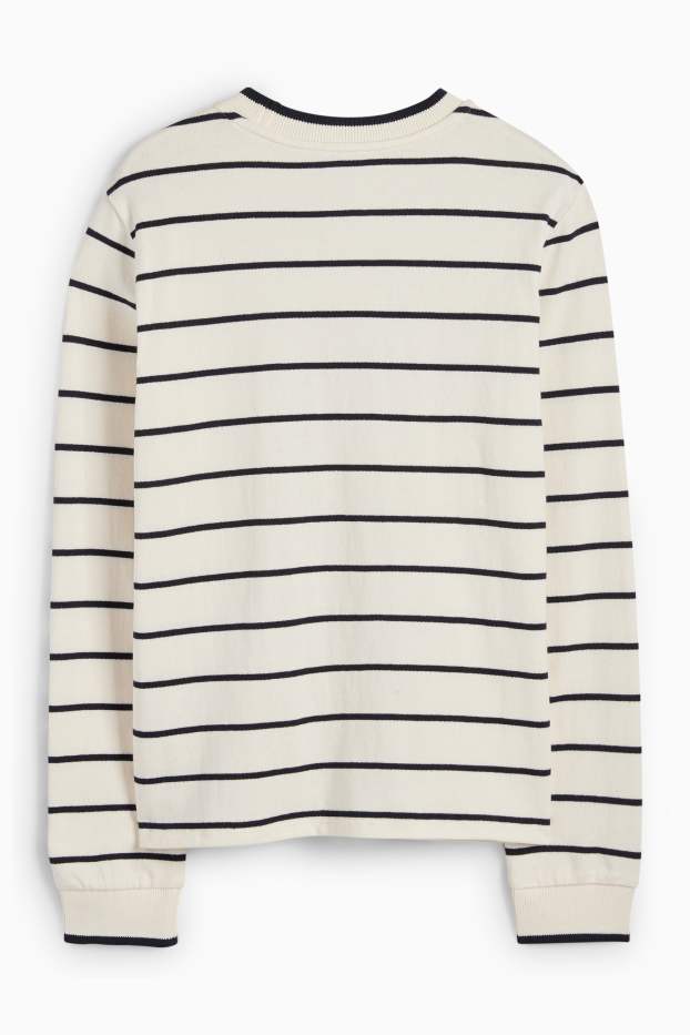 Women - Fine knit jumper - striped - cremewhite