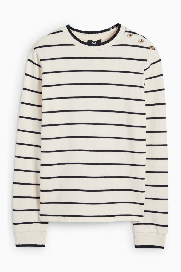 Women - Fine knit jumper - striped - cremewhite