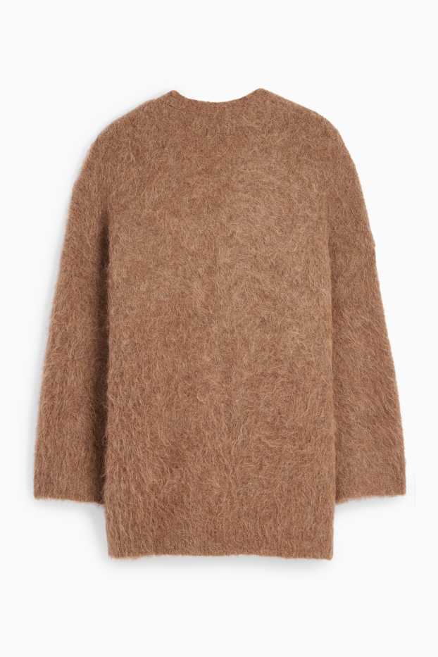 Mujer - Cárdigan - mezcla de alpaca - marrón