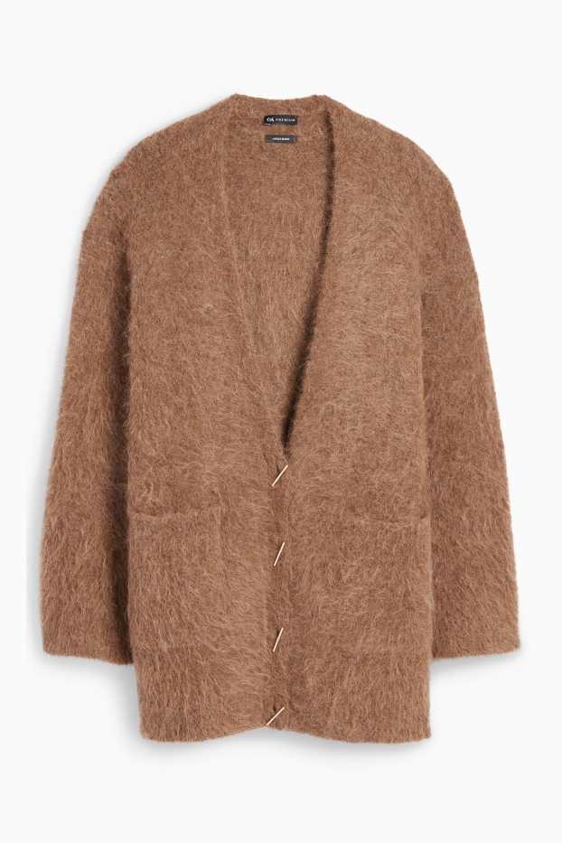 Mujer - Cárdigan - mezcla de alpaca - marrón