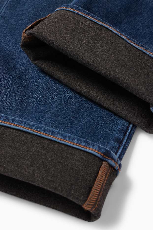 Men - Straight jeans - thermal jeans - LYCRA® - blue denim