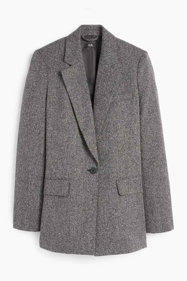 Women - Long blazer - regular fit - dark gray