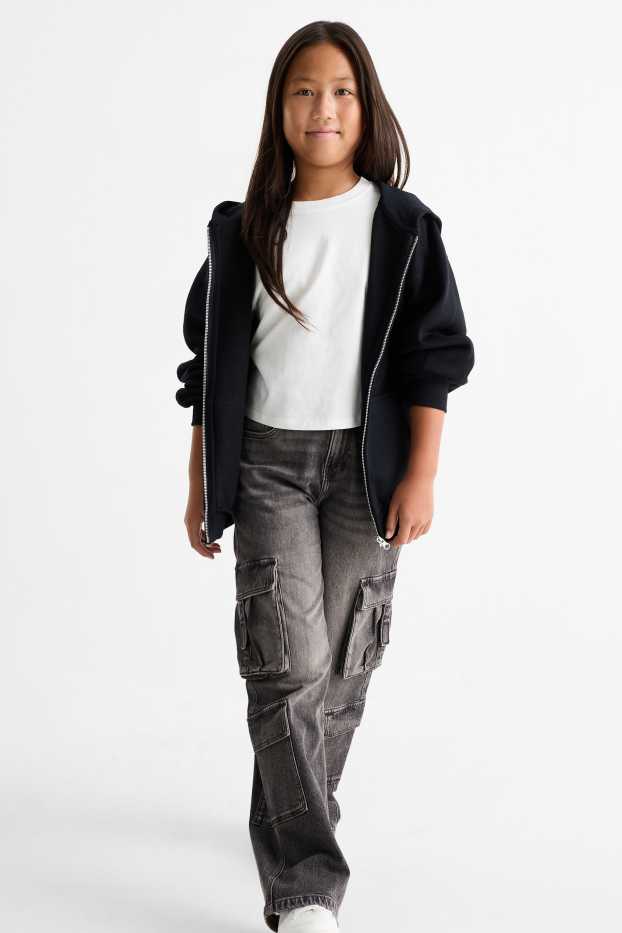 Enfants filles - Cargo jean - jean gris