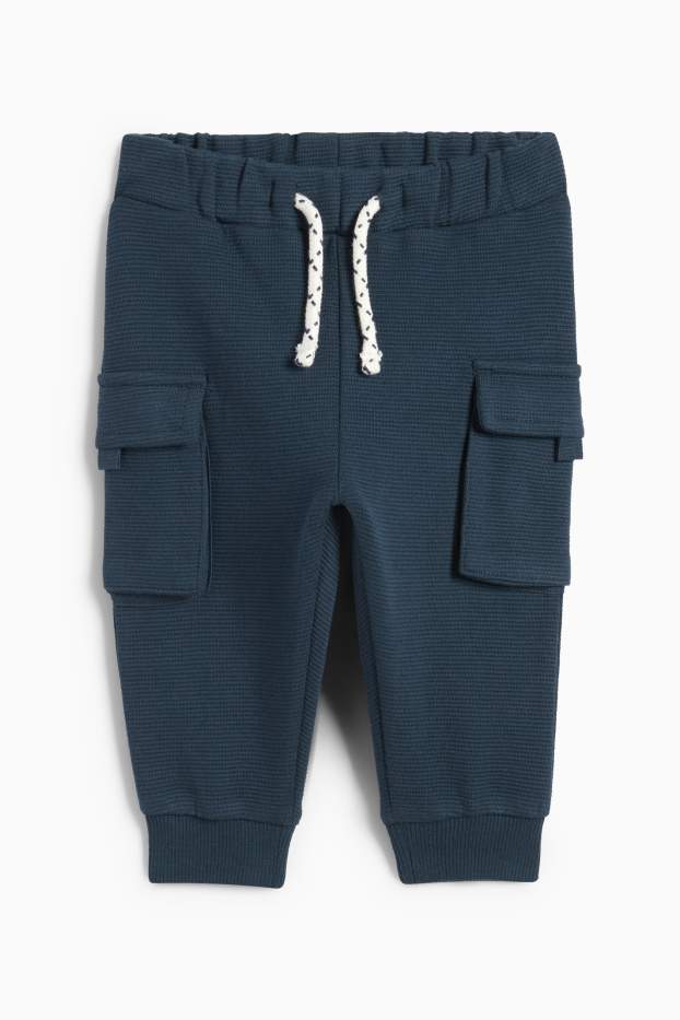 Baby: jongens - Babycargojoggingbroek - geribd - donkerblauw