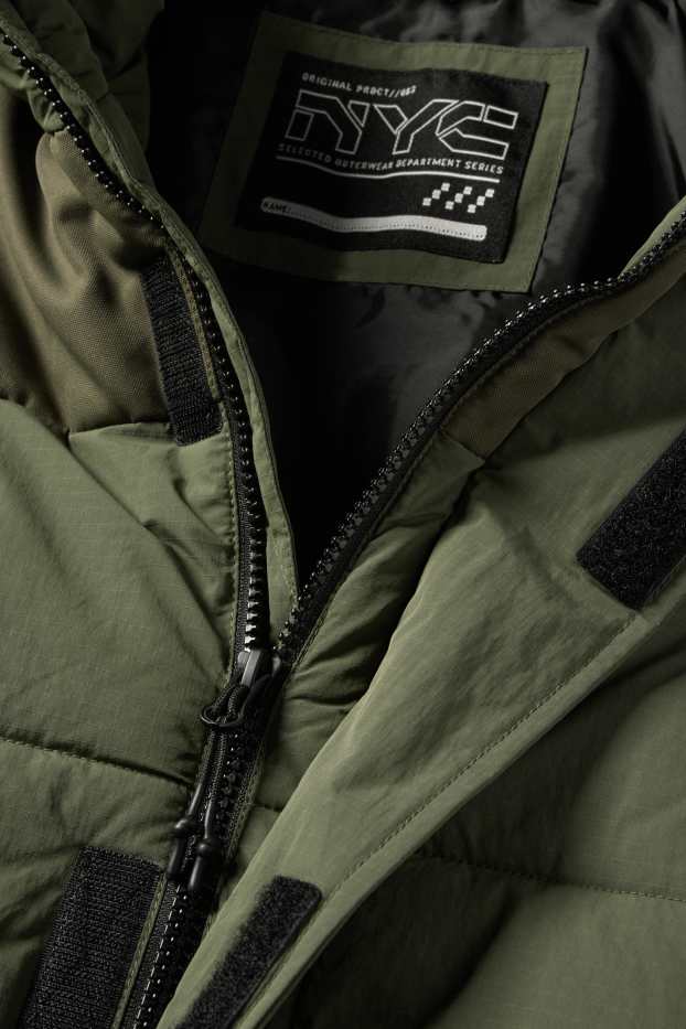 Kinder Jungen - Steppjacke mit Kapuze - grün