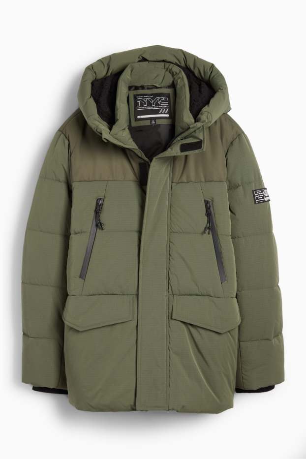 Kinder Jungen - Steppjacke mit Kapuze - grün