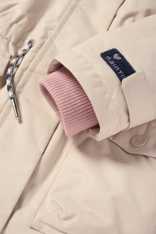 Enfants filles - Manteau de pluie à capuche - rembourré - imperméable - rose clair