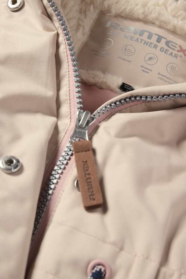 Enfants filles - Manteau de pluie à capuche - rembourré - imperméable - rose clair