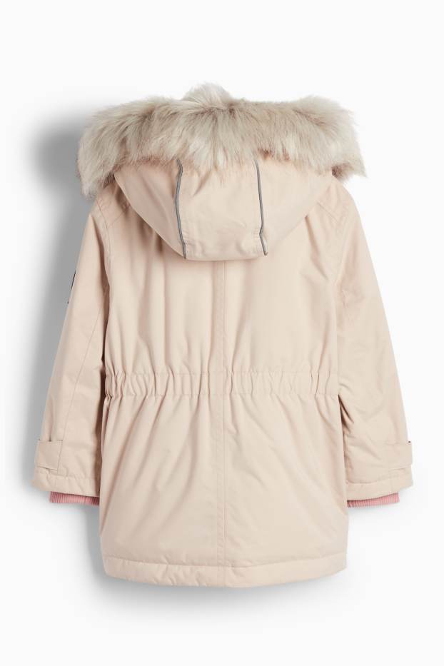 Enfants filles - Manteau de pluie à capuche - rembourré - imperméable - rose clair