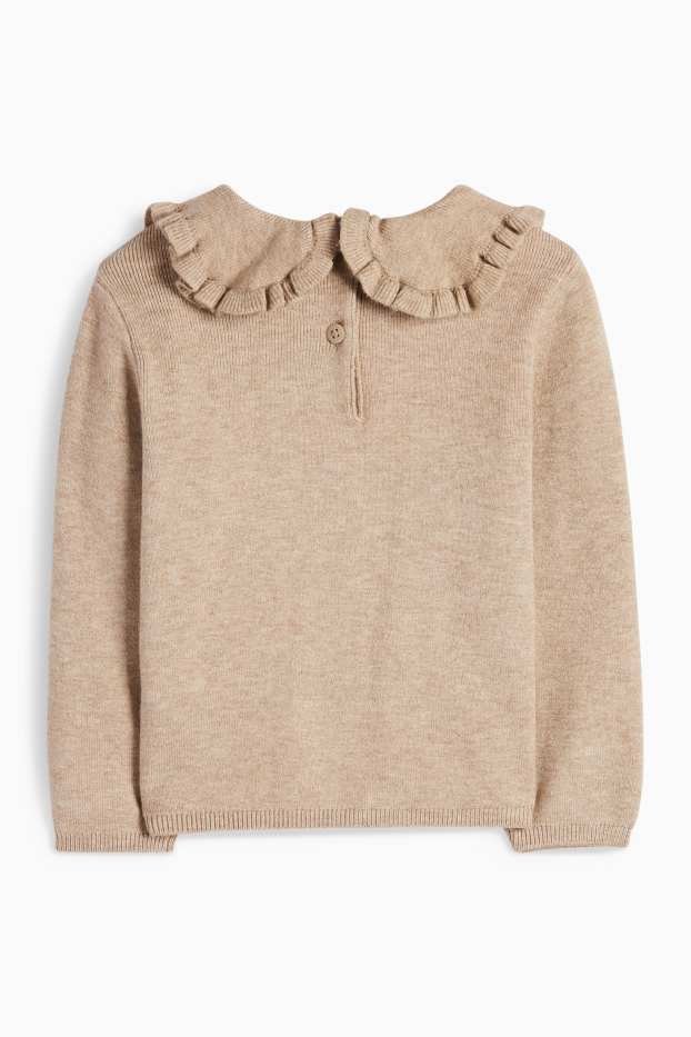 Baby: meisjes - Bloem - babytrui - beige