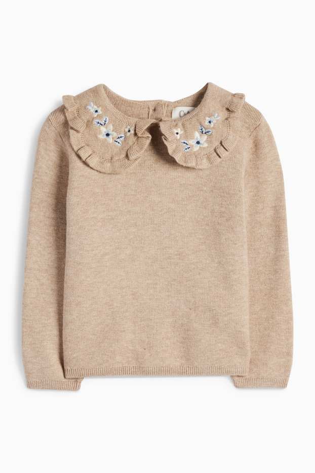 Baby: meisjes - Bloem - babytrui - beige