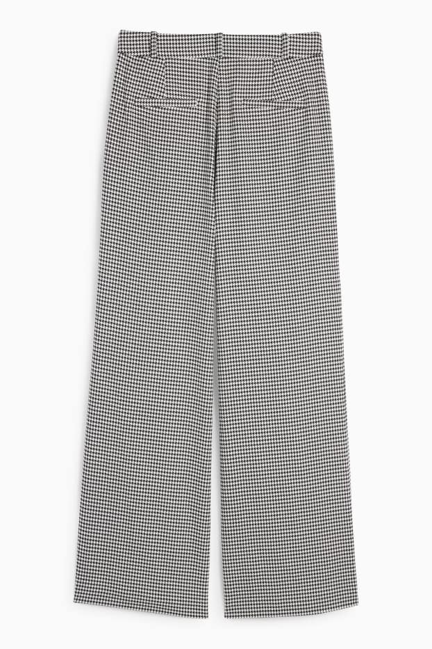 Damen - Business-Hose - High Waist - Loose Fit - kariert - schwarz / weiß