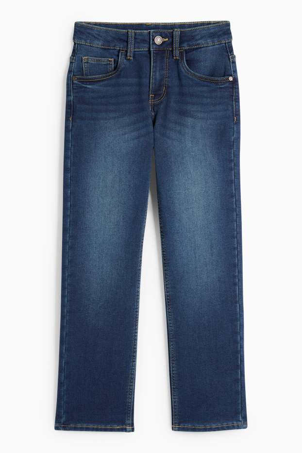 Kinderen: jongens - Straight jeans - thermojeans - jog denim - jeansdonkerblauw