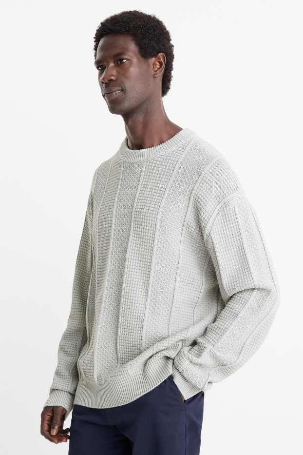 Hommes - Pull - finition texturée - bleu clair