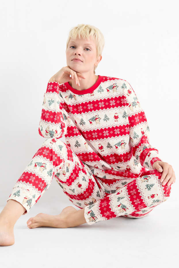 Mujer - Mini Me - pijama navideño para mujer - estampado - blanco / rojo